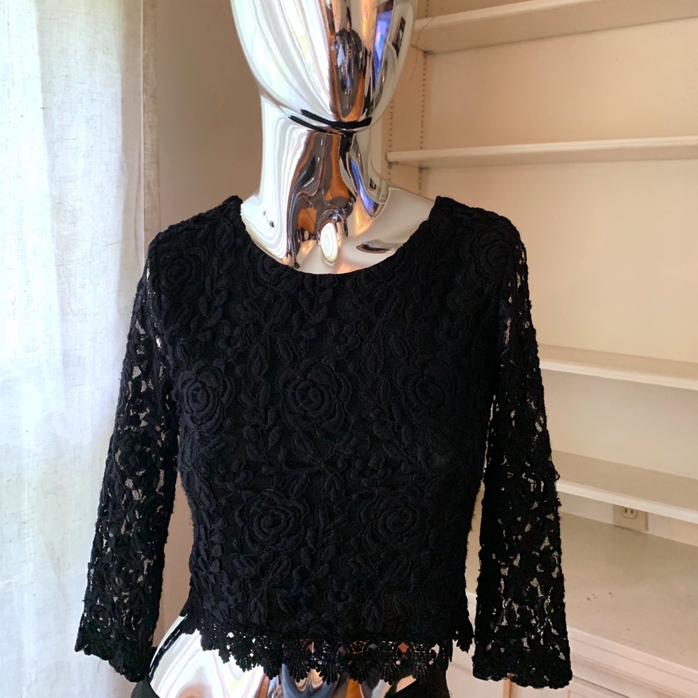 Black lace crop top